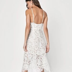 Lulus One Wish White Lace Midi Dress